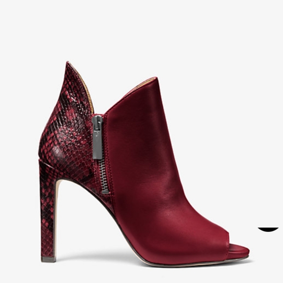 🆕Michael Kors Alane Leather & Python Snake Embossed Open Toe Bootie Size 7 - Picture 3 of 9